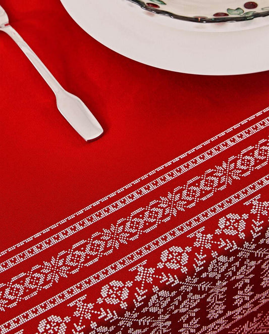 CHRISTMAS COTTON TABLECLOTH WITH BORDER