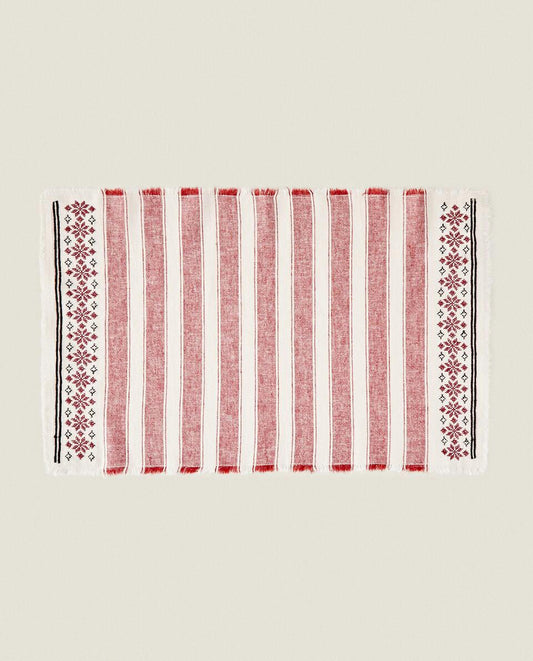 COTTON LINEN PLACEMAT WITH CHRISTMAS STRIPES