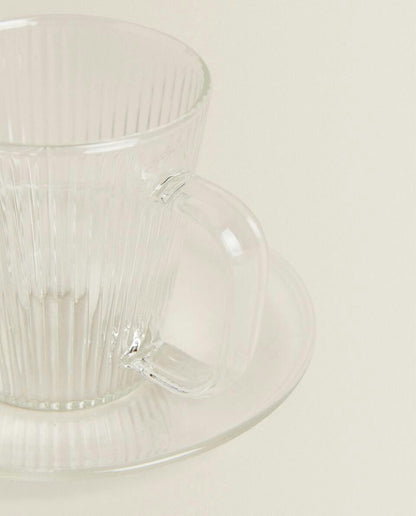 BOROSILICATE GLASS COFFEE CUP AND SAUCER