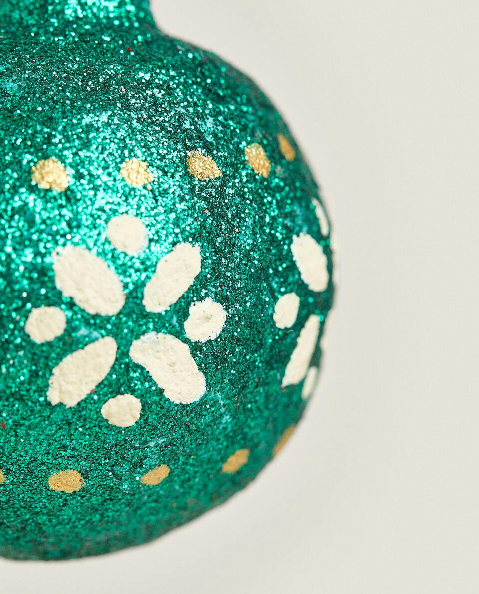 PACK OF GLITTERY BAUBLE CHRISTMAS DECORATIONS (PACK OF 2)