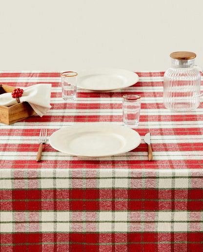 CHRISTMAS TARTAN COTTON TABLECLOTH