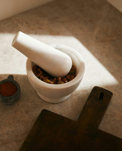MARBLE PESTLE AND MORTAR