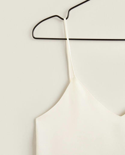 SATIN TOP WITH BLONDE LACE