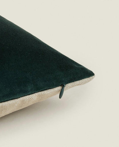 LINEN AND VELVET CUSHION COVER