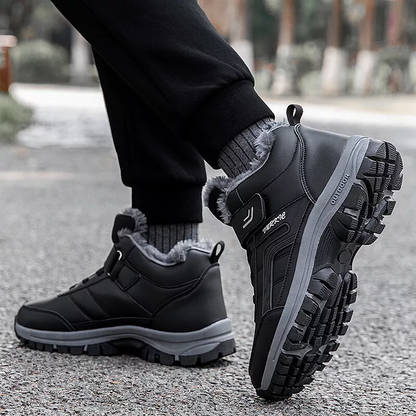 (Limited Time 49% Promotional Discount) Men's Winter Warm Orthopedic Hiking Snow Boots Waterproof Non-slip Wide Toe Arch Support Work Boots