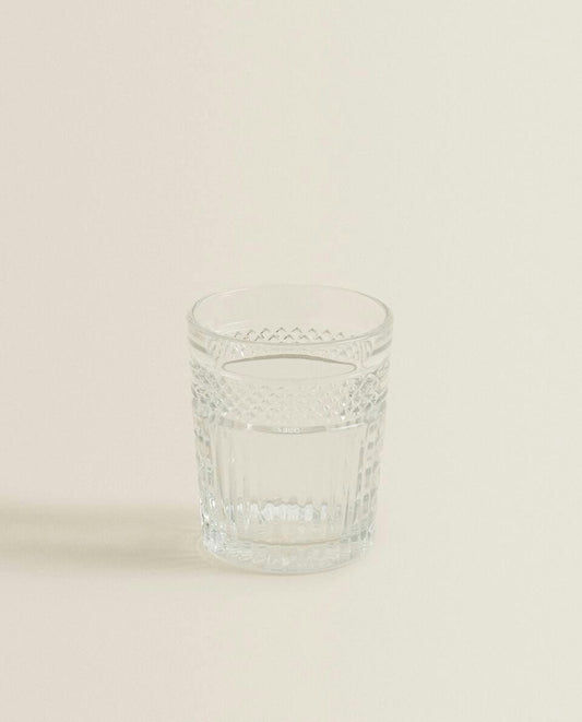 RAISED DESIGN GLASS TUMBLER