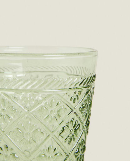 RAISED FLORAL DESIGN GLASS