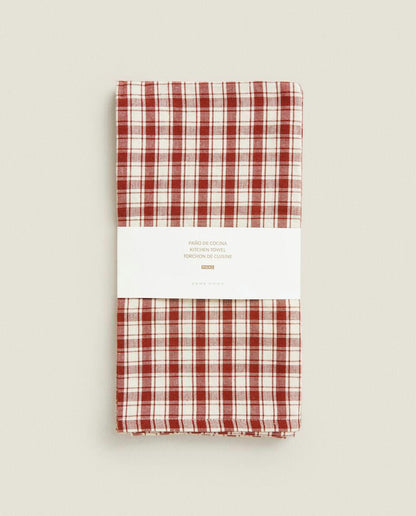 COLOURED CHECK TEA TOWELS (PACK OF 2)