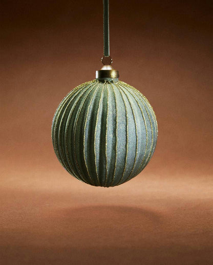 VELVET CHRISTMAS BAUBLE DECORATION WITH STRIPES