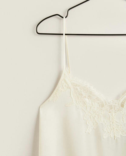 SATIN NIGHTDRESS WITH BLONDE LACE