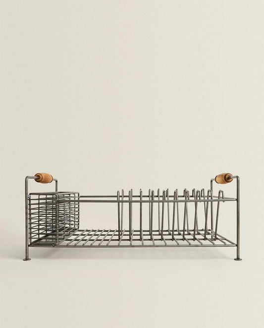 IRON AND ACACIA WOOD DRYING RACK