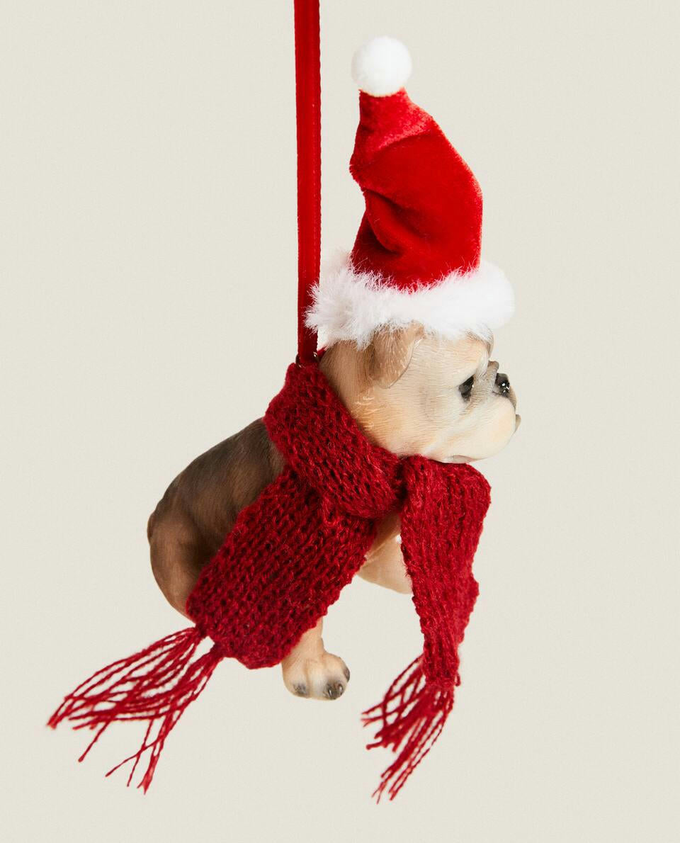 BULLDOG RESIN CHRISTMAS DECORATION