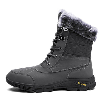 (Limited Time Sale 49%off)Men's Winter Warm Thick Leather Platform Fur Lined Snow Boots Waterproof Non-slip Wear-resistant Winter Boots