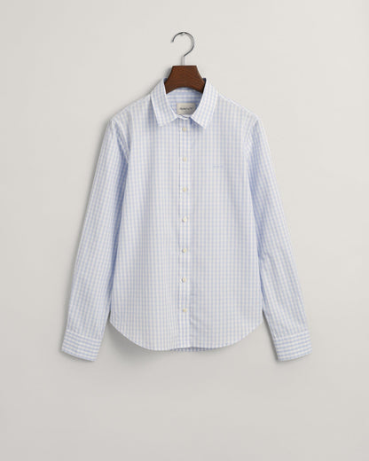Women's Regular Fit Gingham Poplin Shirt - LIGHT BLUE