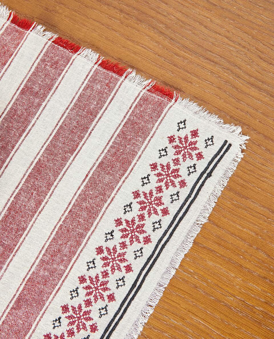 COTTON LINEN PLACEMAT WITH CHRISTMAS STRIPES