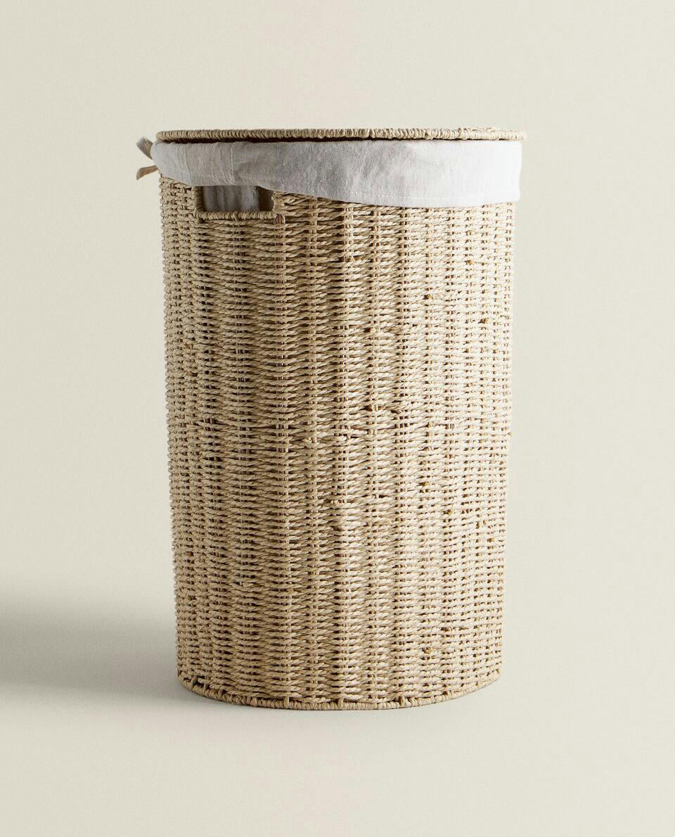 FABRIC-LINED LAUNDRY BASKET