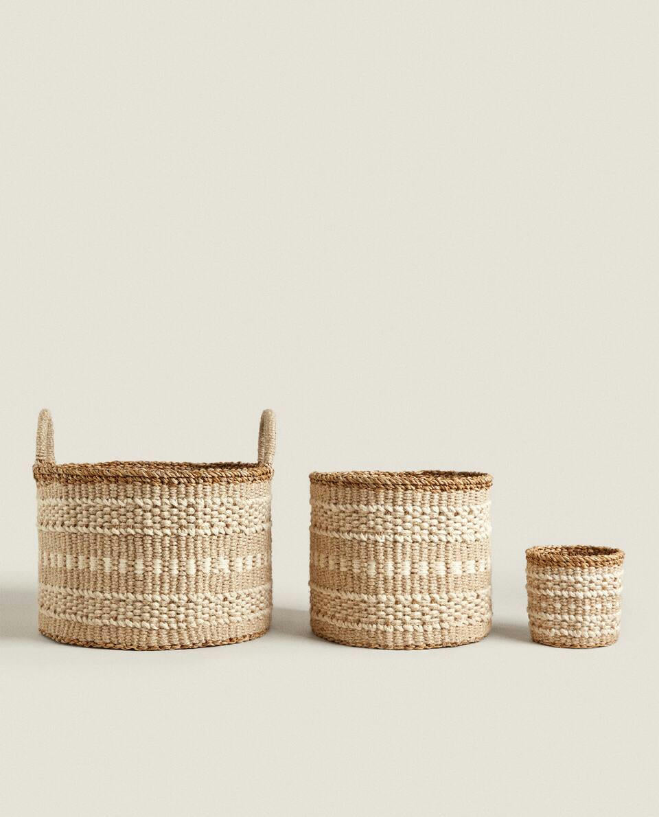 JUTE BASKET WITH BORDER