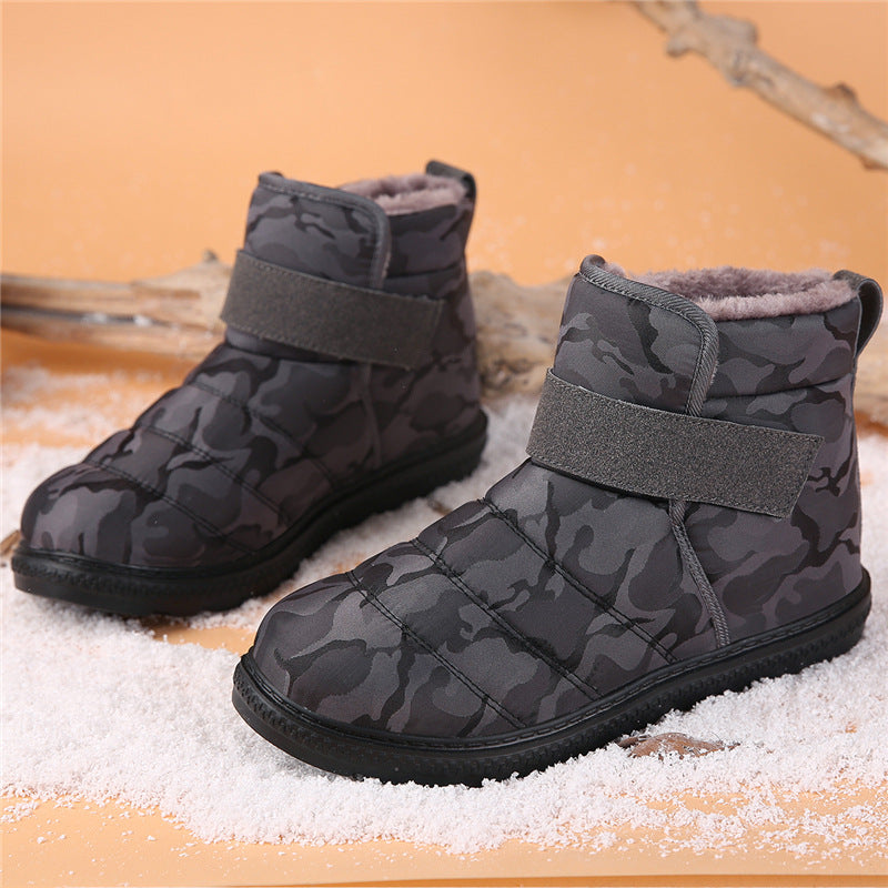 (Limited Time 70% Discount Event) Men's 2024 Winter New Warm Waterproof Non-Slip Puncture-Resistant Velcro Slip-On Snow Boots Ankle Support Orthopedic Wide Toe Arch Support Cotton Shoes