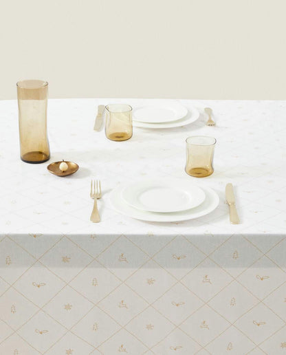 CHRISTMAS SNOW COTTON TABLECLOTH