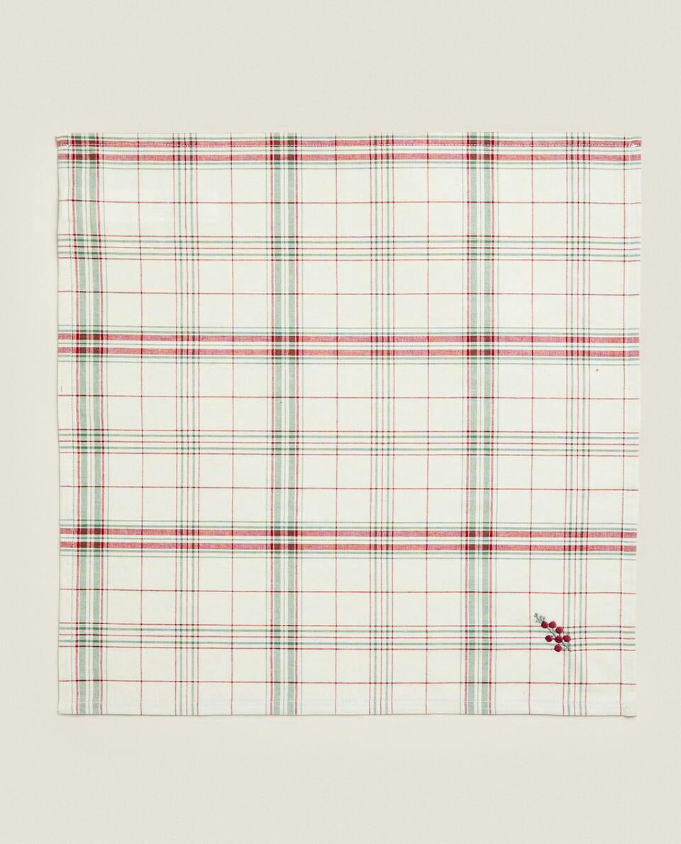 PACK OF CHECK NAPKINS WITH CHRISTMAS STRIPES (PACK OF 2)