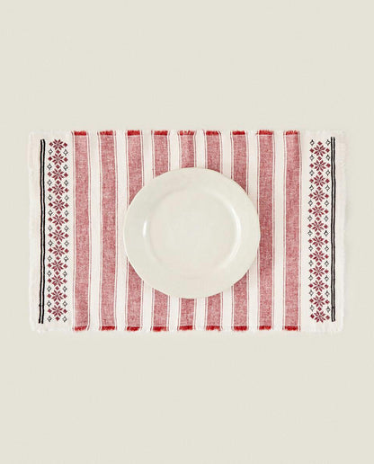 COTTON LINEN PLACEMAT WITH CHRISTMAS STRIPES