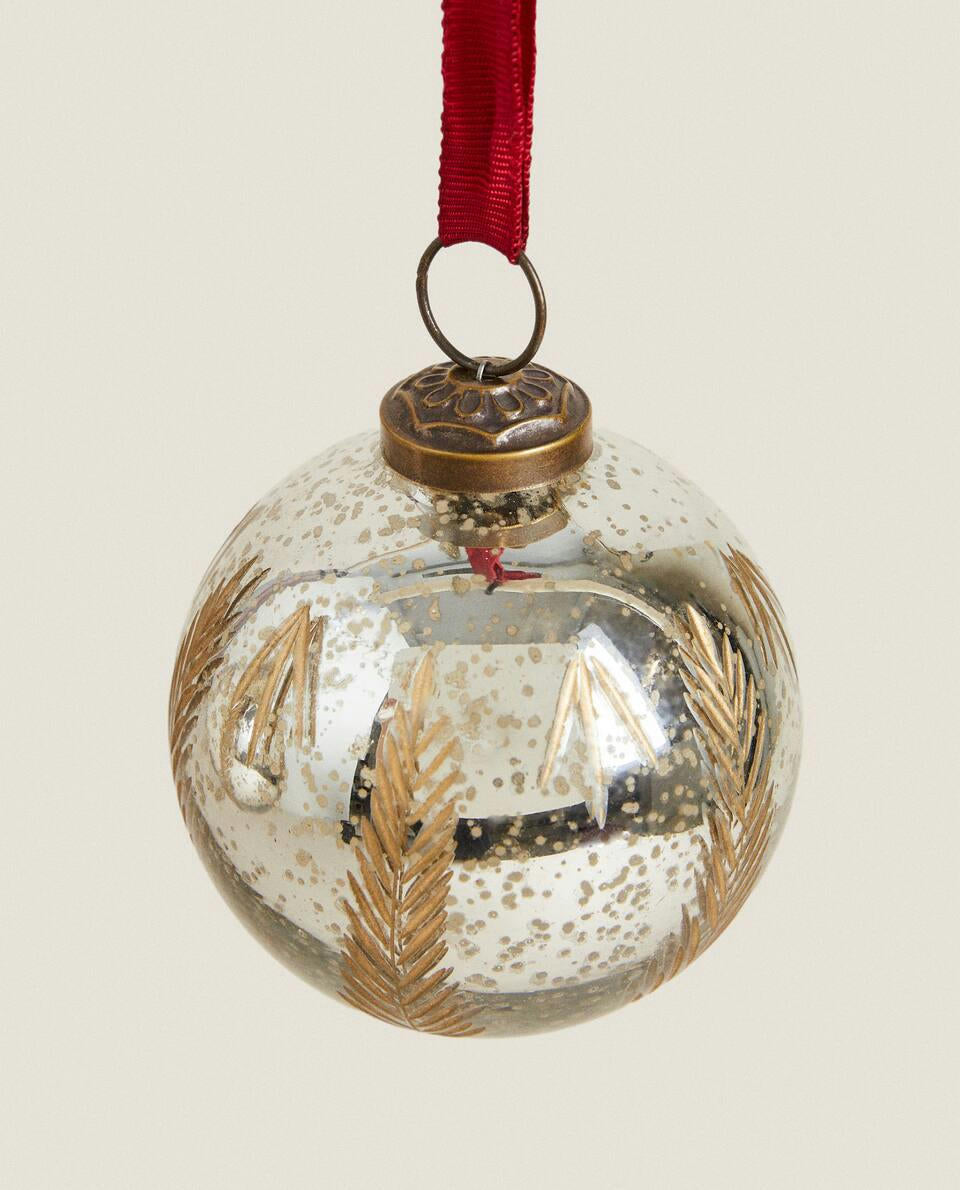 SHINY GLASS CHRISTMAS BAUBLE DECORATION