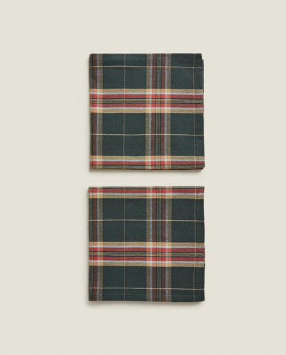 PACK OF TARTAN COTTON CHRISTMAS NAPKINS (PACK OF 2)