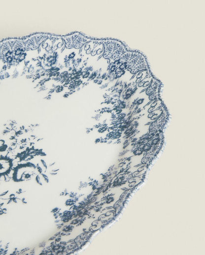 FLORAL EARTHENWARE SERVING DISH