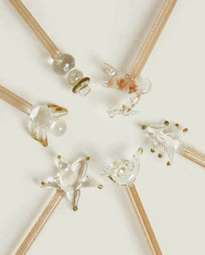 CHRISTMAS GLASS DESSERT SPOON CHARMS (PACK OF 6)