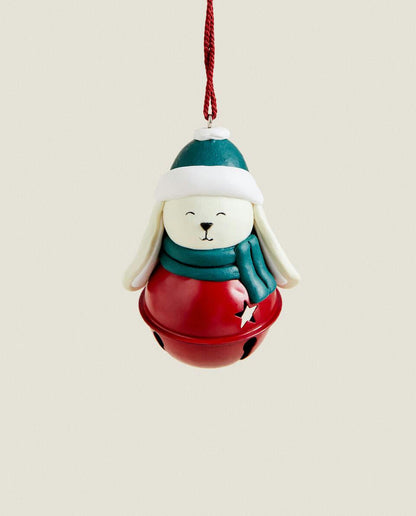 BUNNY-SHAPED CHRISTMAS DECORATION WITH SLEIGH BELL