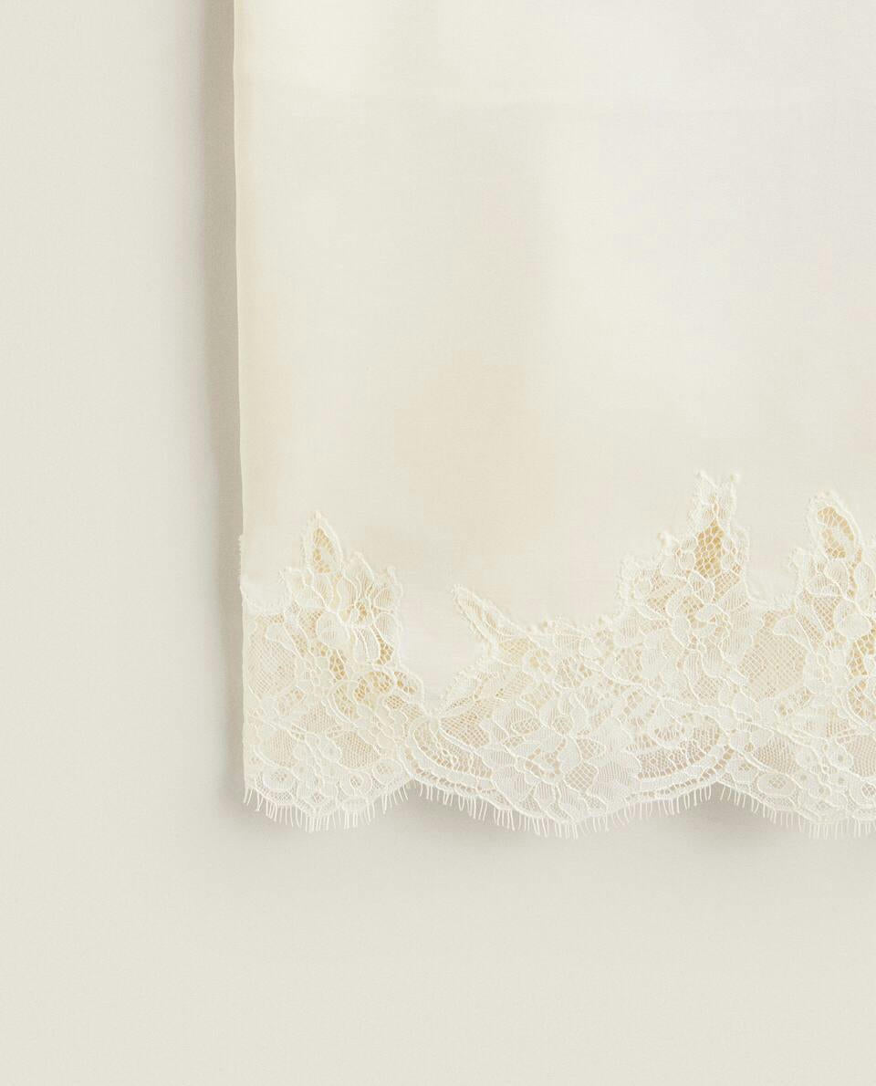 SATIN TOP WITH BLONDE LACE