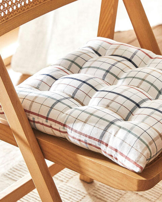 DYED THREAD CHECK CUSHION