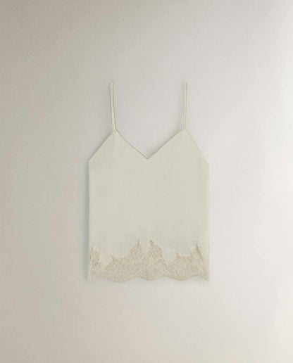 SATIN TOP WITH BLONDE LACE