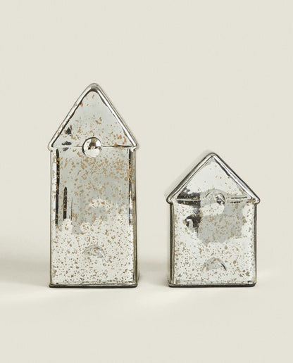 MERCURISED GLASS CHRISTMAS LED LIGHT HOUSE