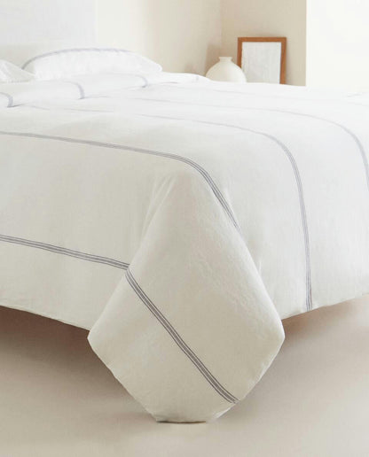 STRIPED LINEN DUVET COVER