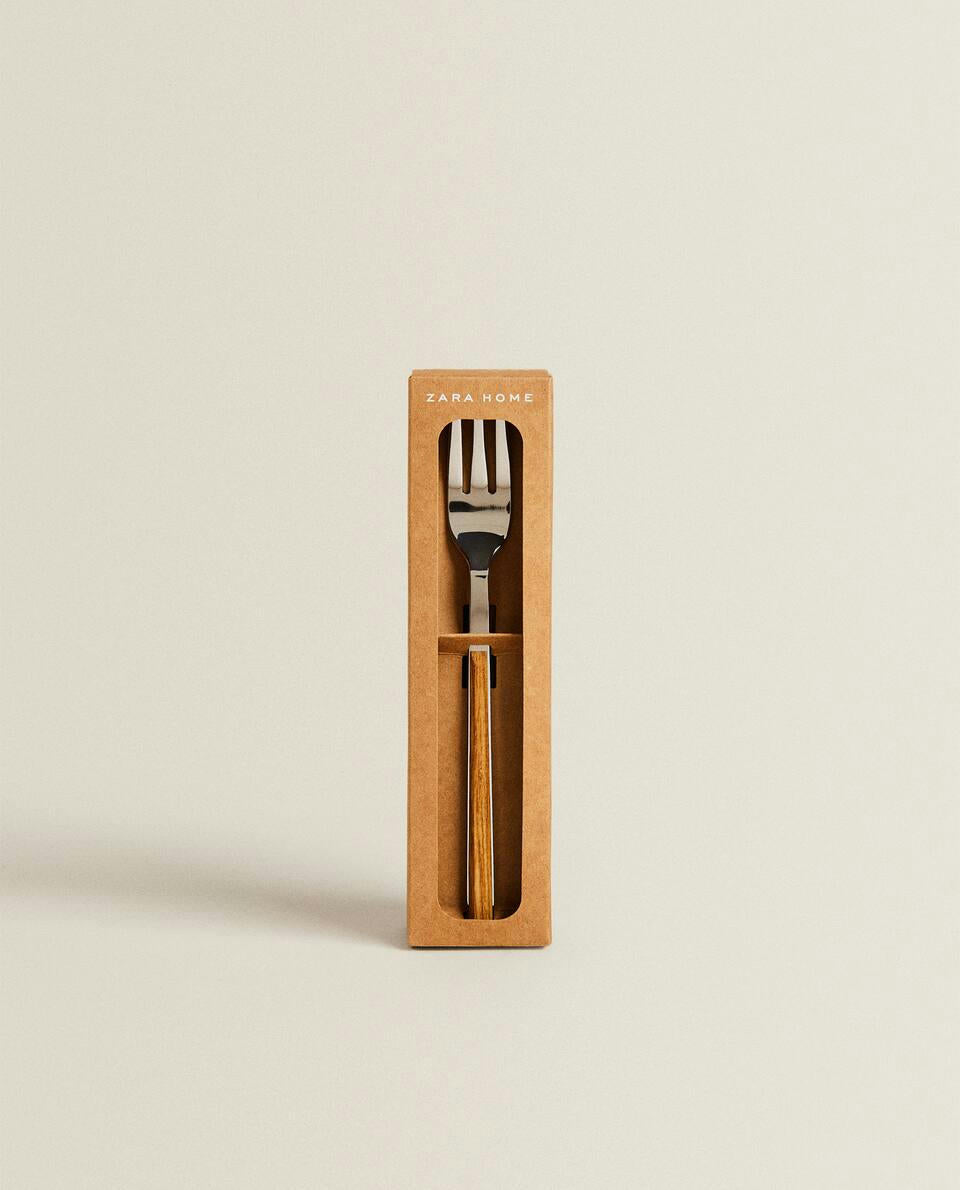 BOX 4 BRUNCH FORKS WITH WOOD-EFFECT HANDLE
