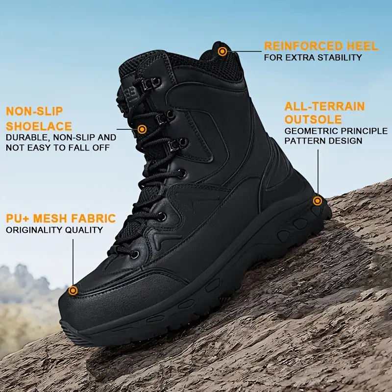 (Limited Time Discount 49% off)Men's Waterproof Ankle Support Tactical Boots Military Anti-Puncture Wide Toe Box Hiking Boots