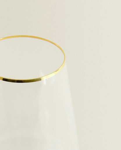 BOHEMIA CRYSTAL GOLD-RIMMED WINE GLASS