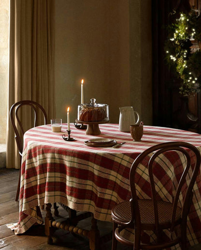 CHRISTMAS TARTAN COTTON TABLECLOTH