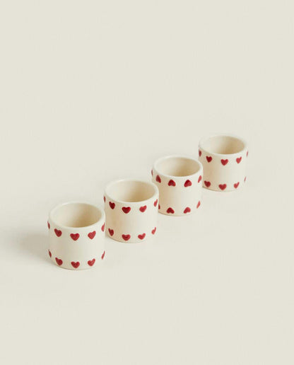 PACK OF CHRISTMAS CERAMIC HEARTS NAPKIN RINGS (PACK OF 4)