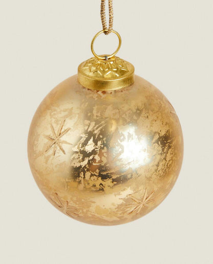 GLASS CHRISTMAS STARS BAUBLE DECORATION
