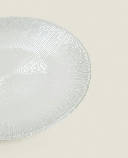 CHRISTMAS GLITTER GLASS DESSERT PLATE