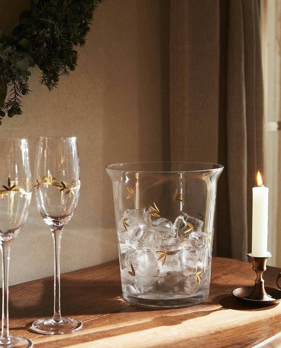 CHRISTMAS LEAF TALL GLASS