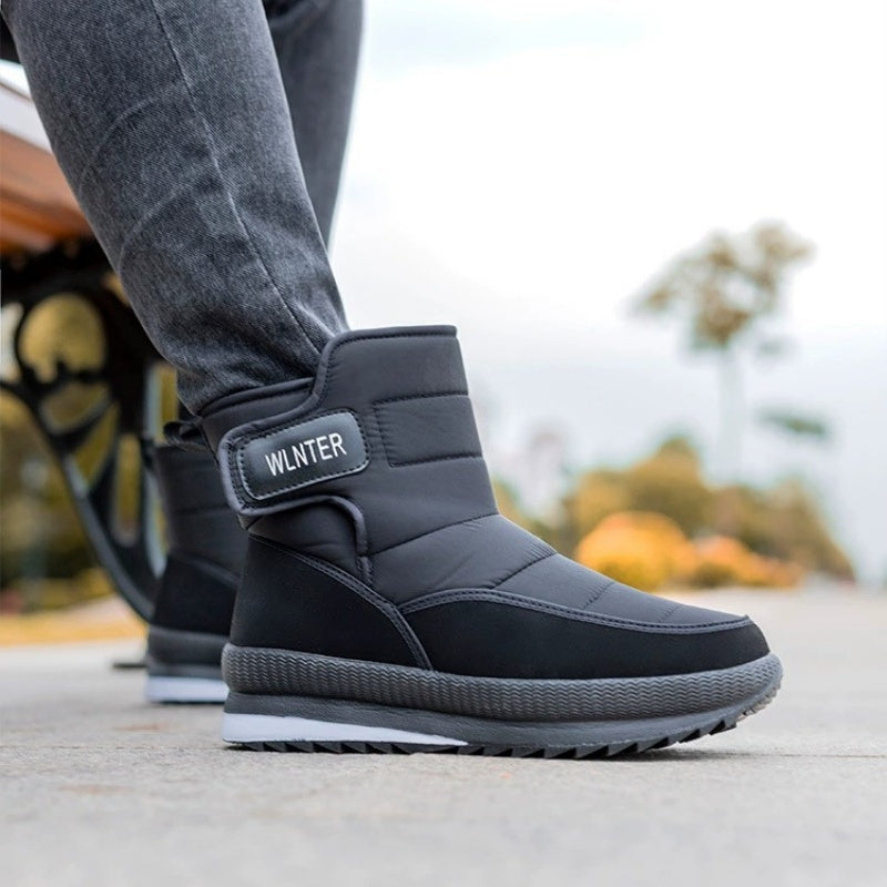 (Limited Time Sale 70%off)Men's Thick Warm Orthopedic Support Wide Toe Snow Boots Non-slip Waterproof Anti-skid Fur Lined Winter Boots