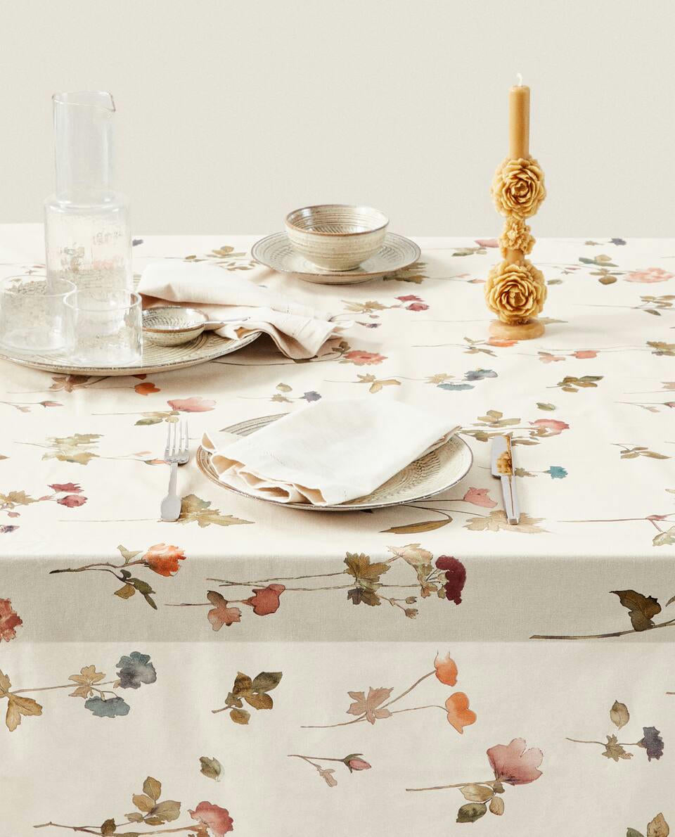 FLORAL PRINT COTTON TABLECLOTH