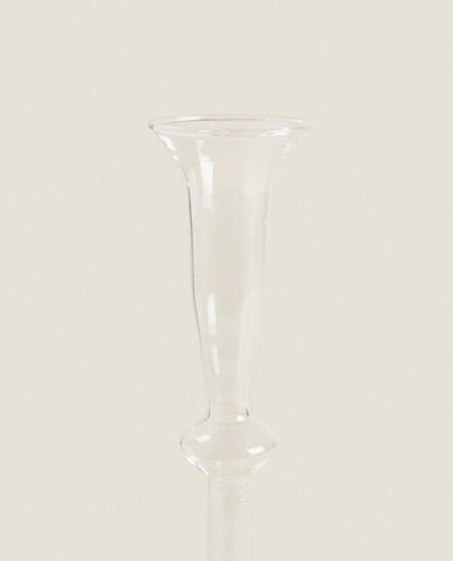 RAISED DESIGN GLASS CANDLESTICK