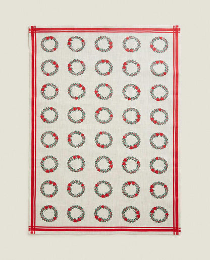CHRISTMAS WREATH LINEN TEA TOWEL