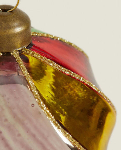 CHRISTMAS SPIRAL MULTICOLOURED BAUBLE DECORATION