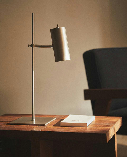 SILVER METAL USB RECHARGEABLE DESK LAMP