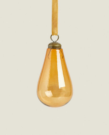 GLASS PEAR CHRISTMAS DECORATION